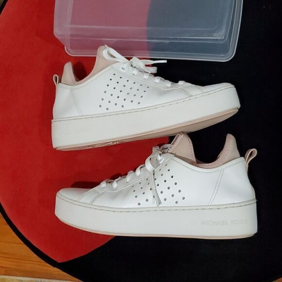 Michael Kors Platform Ace Sneaker in White & Blush Pink Rose Gold Size 7.5 - Picture 6 of 16